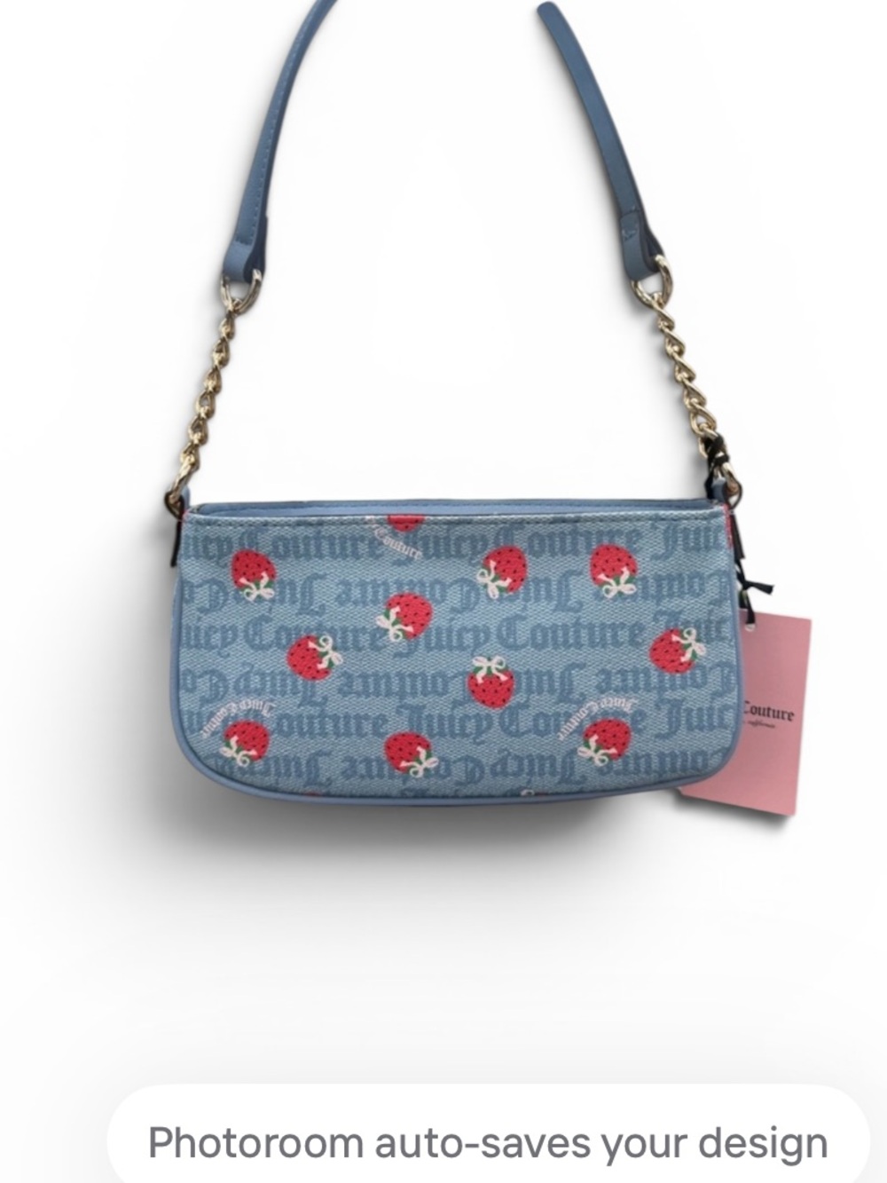 Juicy Couture Blue Denim Mini Shoulder Bag with Red Cherry Motif - Picture 3 of 6